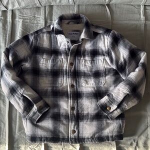 Old Navy Kids Plaid Sherpa aligned flannel Jacket - Black and White